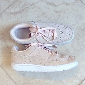light pink, nike court vision, size 6.5. only worn 2-3 times.